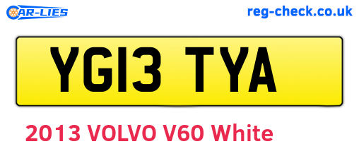 YG13TYA are the vehicle registration plates.