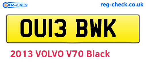 OU13BWK are the vehicle registration plates.