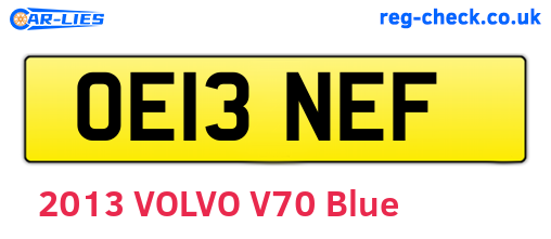 OE13NEF are the vehicle registration plates.