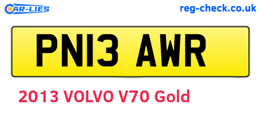 PN13AWR are the vehicle registration plates.