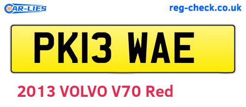 PK13WAE are the vehicle registration plates.