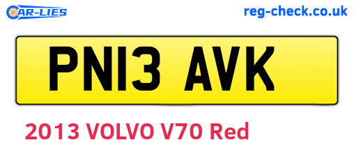 PN13AVK are the vehicle registration plates.