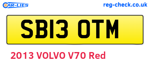 SB13OTM are the vehicle registration plates.