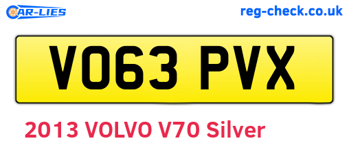 VO63PVX are the vehicle registration plates.