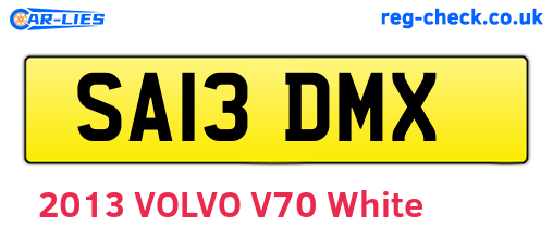 SA13DMX are the vehicle registration plates.