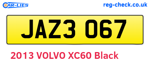 JAZ3067 are the vehicle registration plates.
