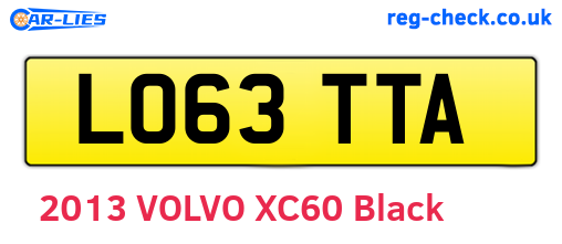 LO63TTA are the vehicle registration plates.