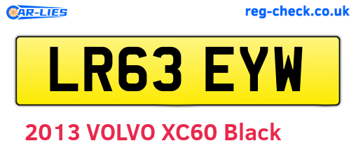 LR63EYW are the vehicle registration plates.