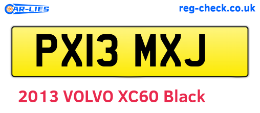 PX13MXJ are the vehicle registration plates.