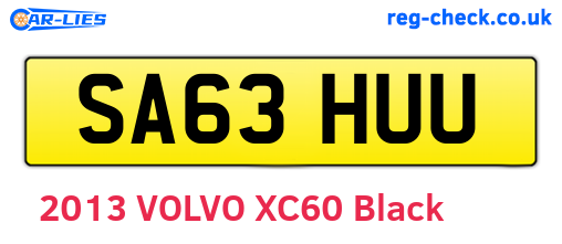SA63HUU are the vehicle registration plates.