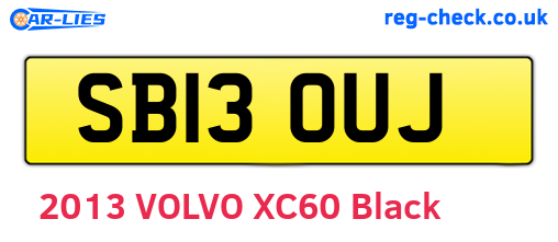SB13OUJ are the vehicle registration plates.