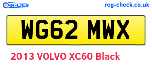 WG62MWX are the vehicle registration plates.