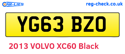 YG63BZO are the vehicle registration plates.
