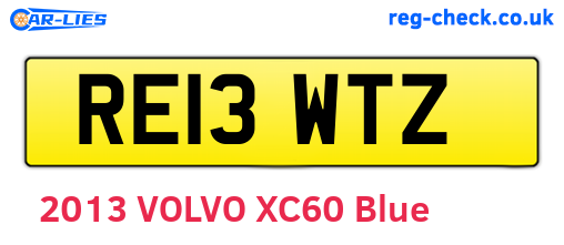 RE13WTZ are the vehicle registration plates.