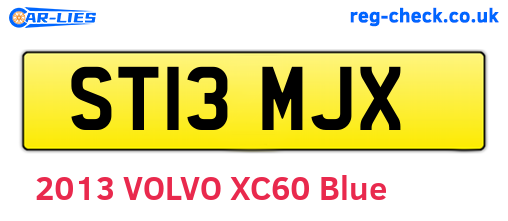 ST13MJX are the vehicle registration plates.