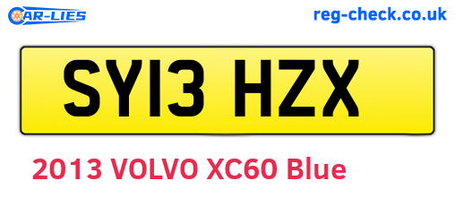 SY13HZX are the vehicle registration plates.