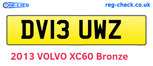 DV13UWZ are the vehicle registration plates.
