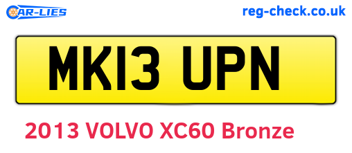MK13UPN are the vehicle registration plates.