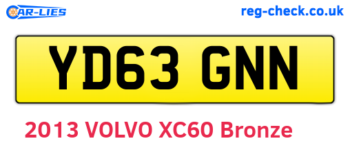 YD63GNN are the vehicle registration plates.