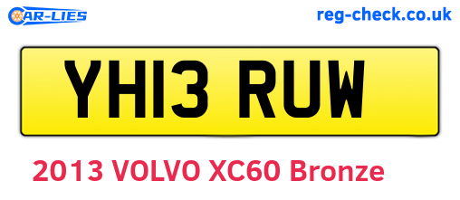 YH13RUW are the vehicle registration plates.