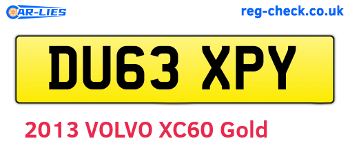 DU63XPY are the vehicle registration plates.