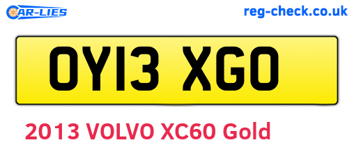 OY13XGO are the vehicle registration plates.