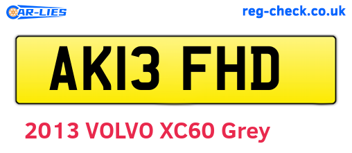 AK13FHD are the vehicle registration plates.
