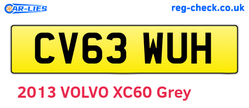 CV63WUH are the vehicle registration plates.