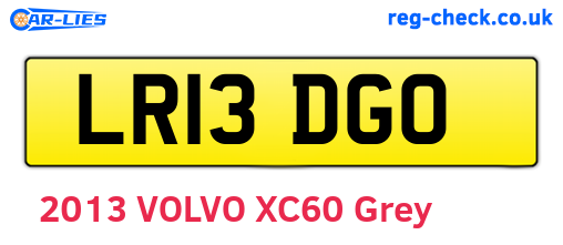 LR13DGO are the vehicle registration plates.