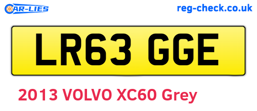 LR63GGE are the vehicle registration plates.