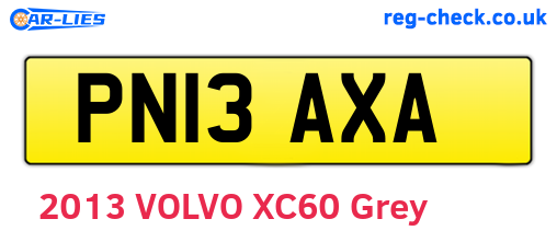 PN13AXA are the vehicle registration plates.