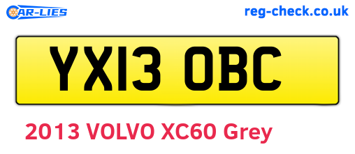 YX13OBC are the vehicle registration plates.