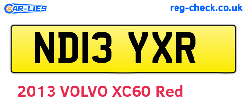 ND13YXR are the vehicle registration plates.