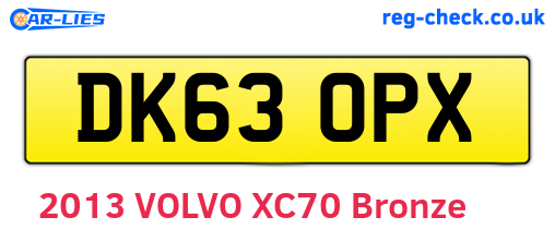 DK63OPX are the vehicle registration plates.