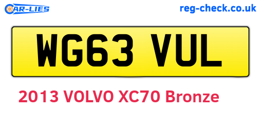 WG63VUL are the vehicle registration plates.
