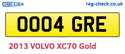 OO04GRE are the vehicle registration plates.