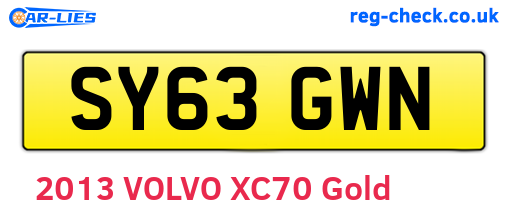 SY63GWN are the vehicle registration plates.