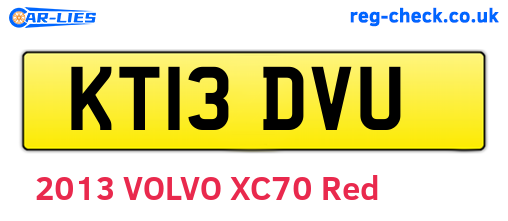 KT13DVU are the vehicle registration plates.