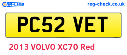 PC52VET are the vehicle registration plates.