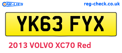 YK63FYX are the vehicle registration plates.