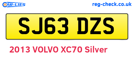 SJ63DZS are the vehicle registration plates.