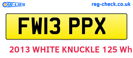 FW13PPX are the vehicle registration plates.