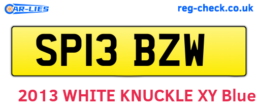 SP13BZW are the vehicle registration plates.