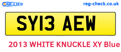 SY13AEW are the vehicle registration plates.