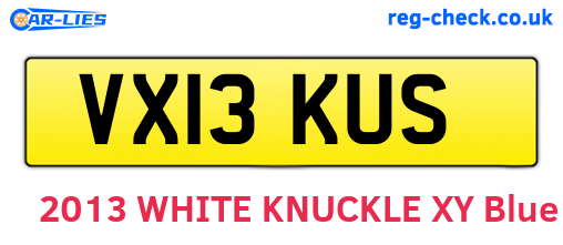 VX13KUS are the vehicle registration plates.