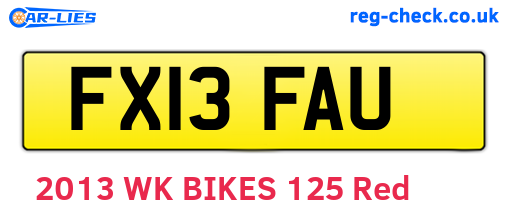 FX13FAU are the vehicle registration plates.