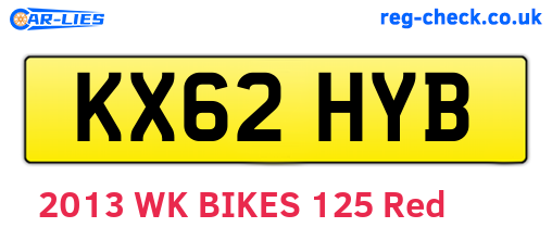 KX62HYB are the vehicle registration plates.