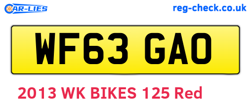 WF63GAO are the vehicle registration plates.