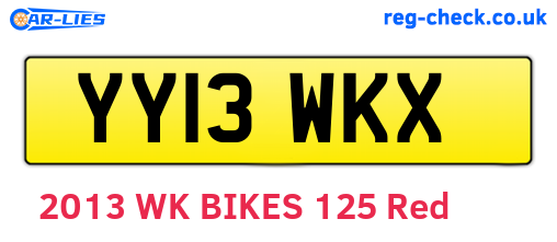 YY13WKX are the vehicle registration plates.