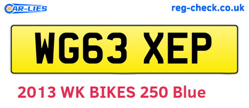 WG63XEP are the vehicle registration plates.